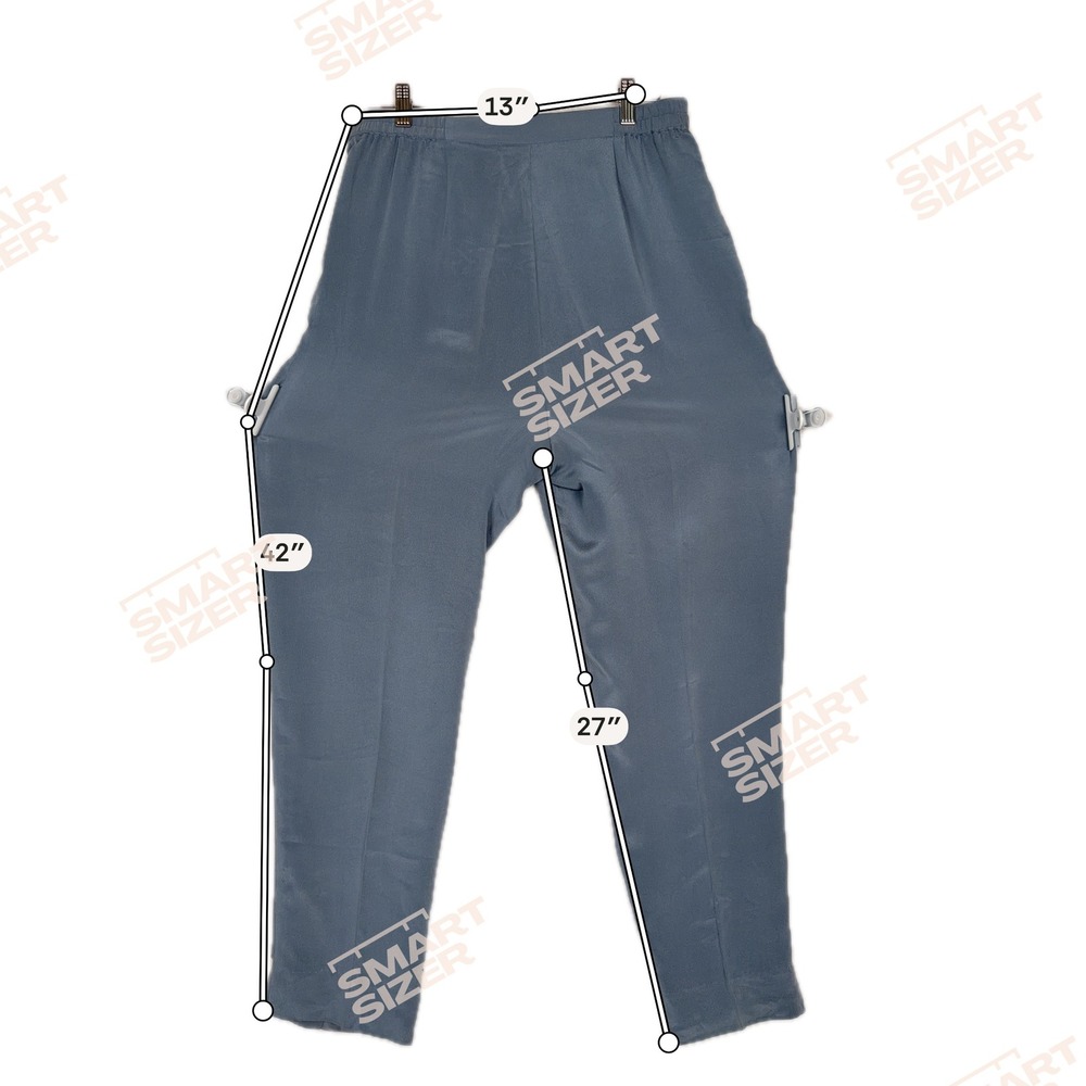 Travis Ayers Trousers Womens 14 Blue Silk Pleated Vintage High Waist Tapered Leg - Picture 6 of 8